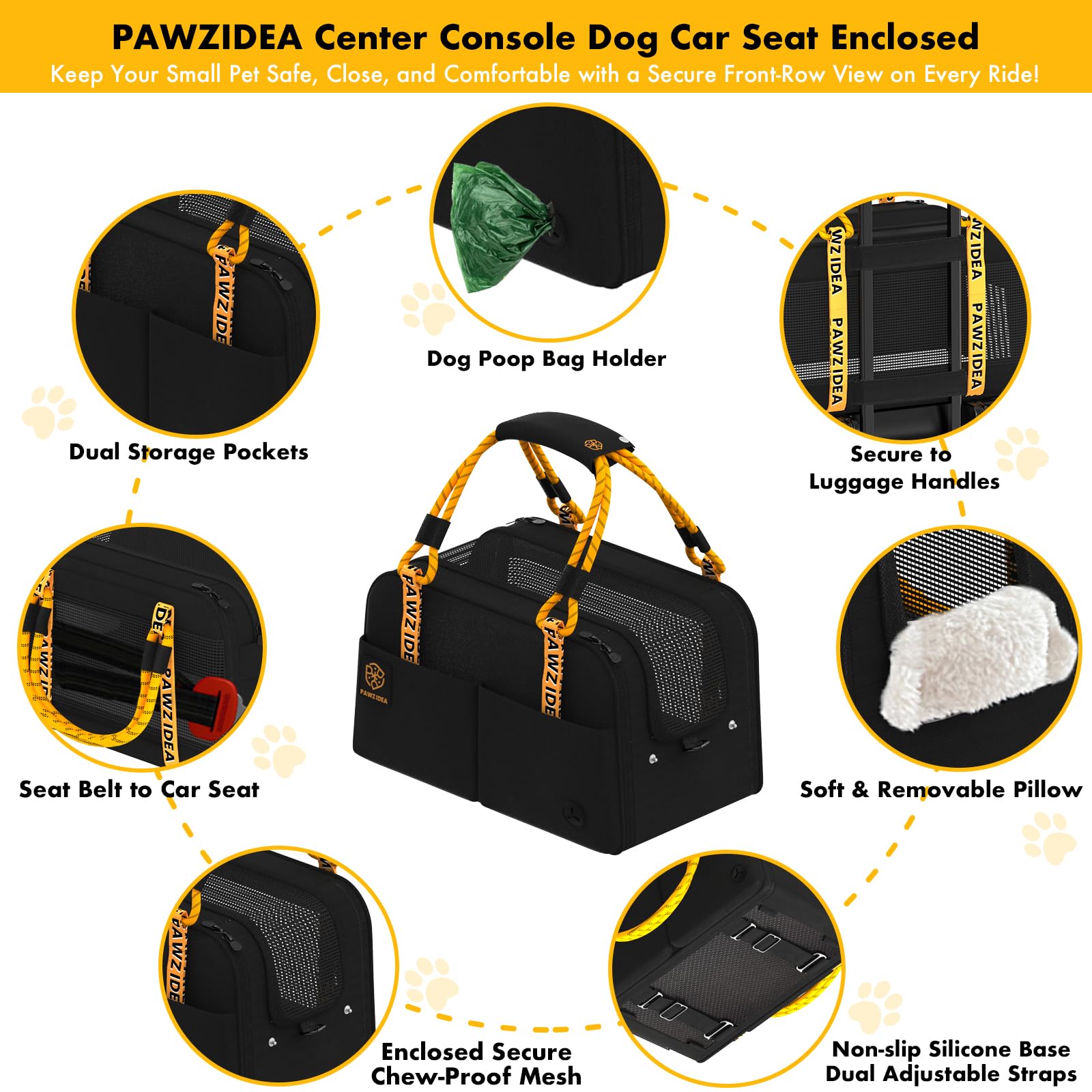 PAWZIDEA TSA-approved size fits under plane seats for travel