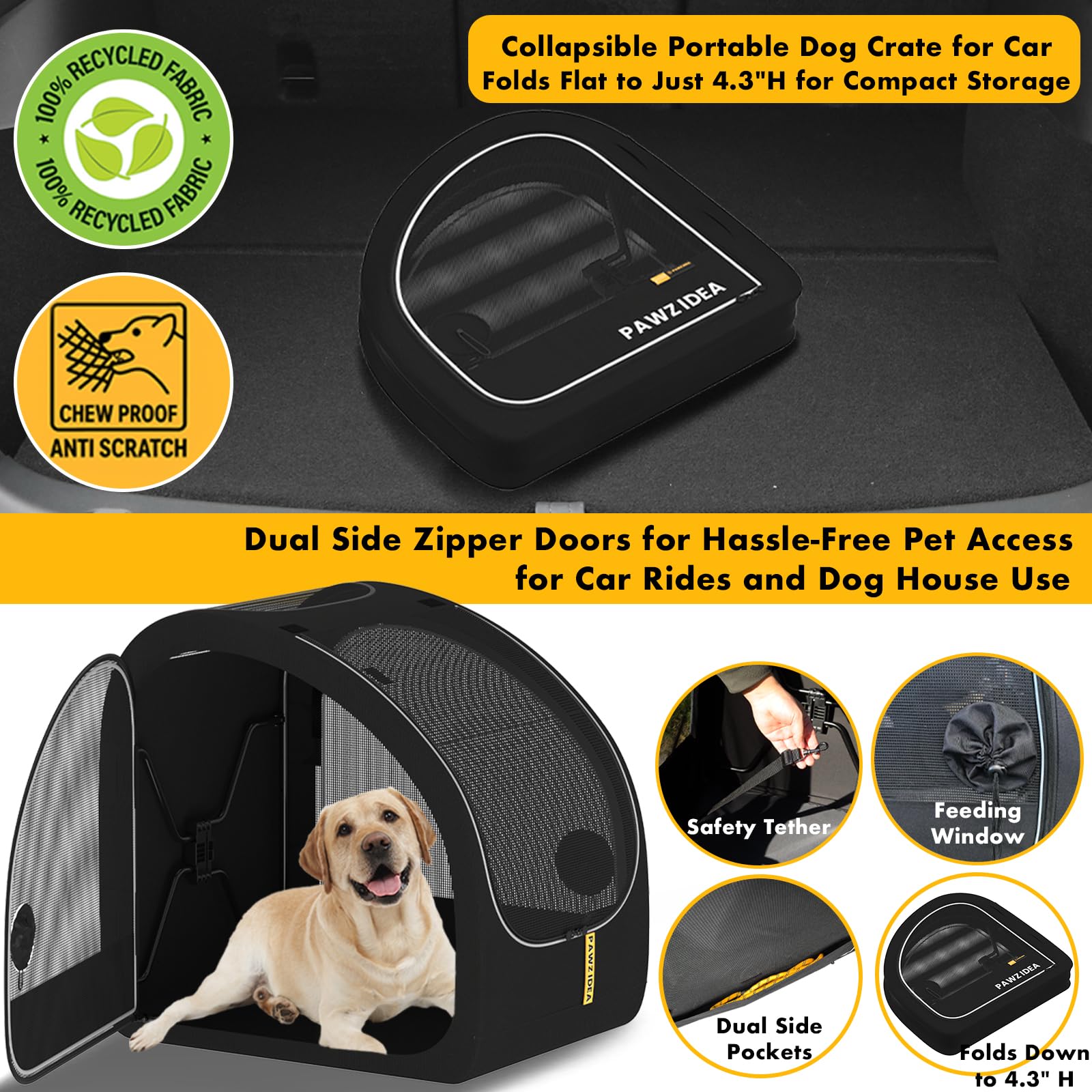 PAWZIDEA chew-proof mesh interior provides 360-degree airflow