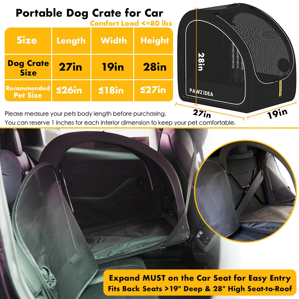 PAWZIDEA collapsible pet travel crate folds flat for trunk storage