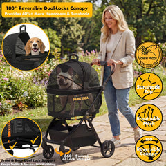 PAWZIDEA detachable carrier attached to stroller for on-the-go use.