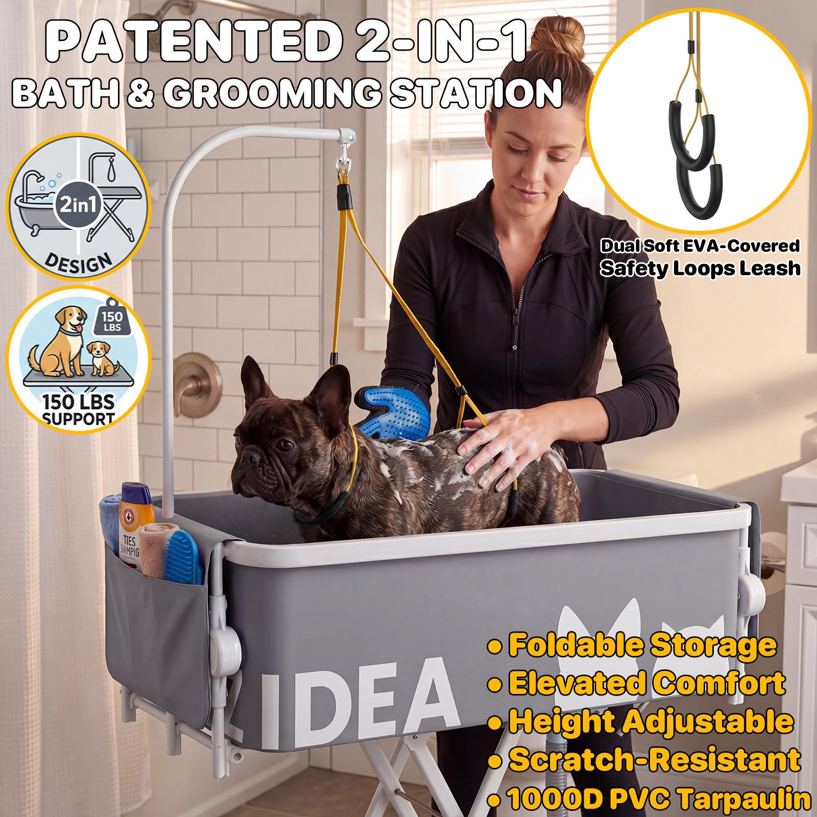 PAWZIDEA detachable grooming arm supports flexible grooming angles.