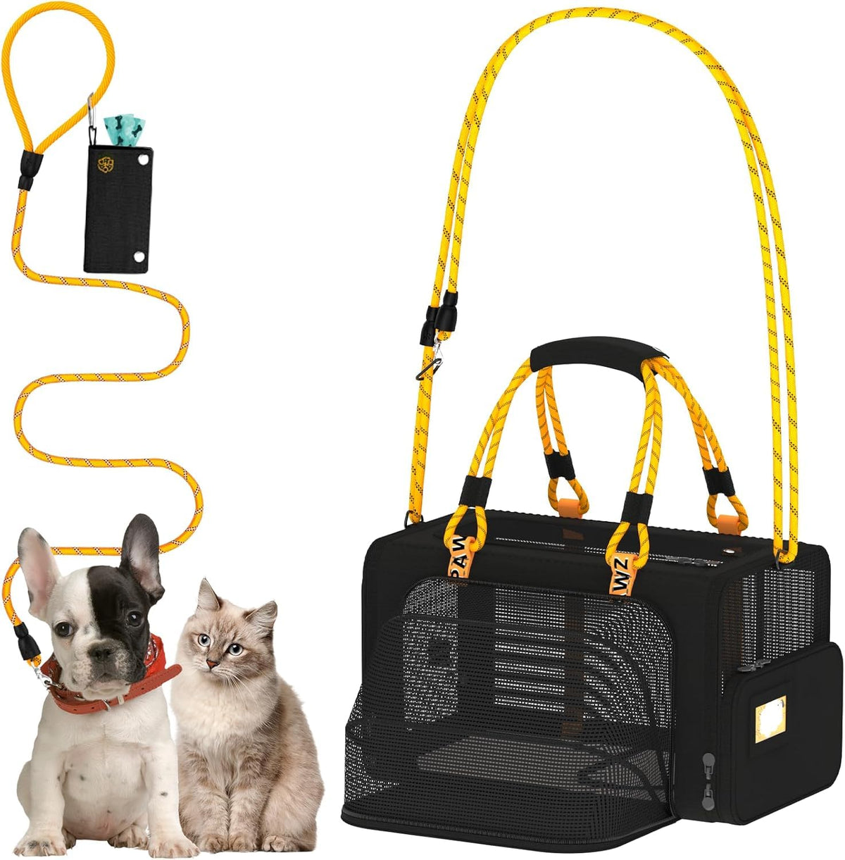 PAWZIDEA expandable front zip open for extra space during travel.