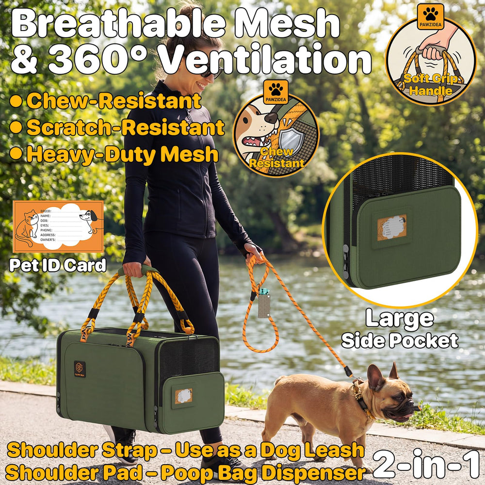 PAWZIDEA expandable carrier folded-flat for compact travel storage