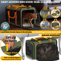 PAWZIDEA expandable carrier side doors for ventilation and access