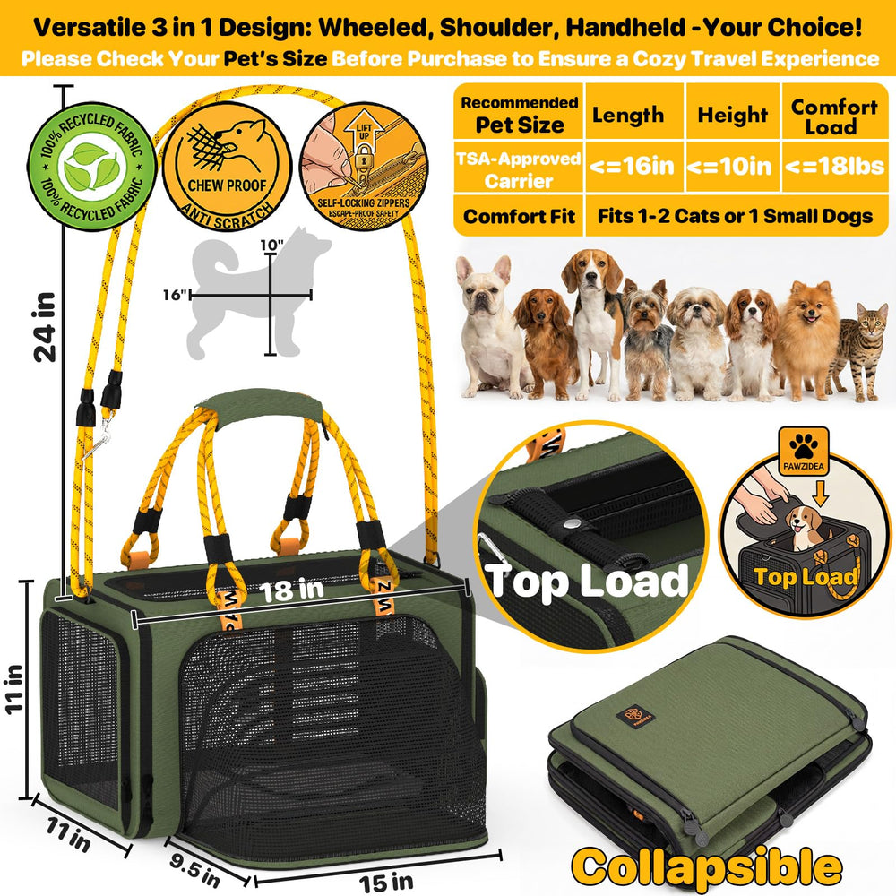 PAWZIDEA expandable carrier top mesh door demonstrating airflow