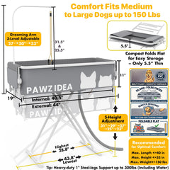 PAWZIDEA flat-base design enables unobstructed bathing for larger dogs.