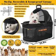 PAWZIDEA wide front door for simple pet loading and entry.