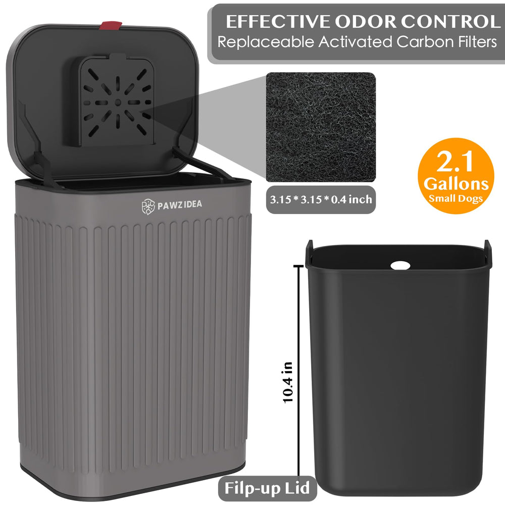 PAWZIDEA lid with activated carbon for odor control in outdoor pet waste