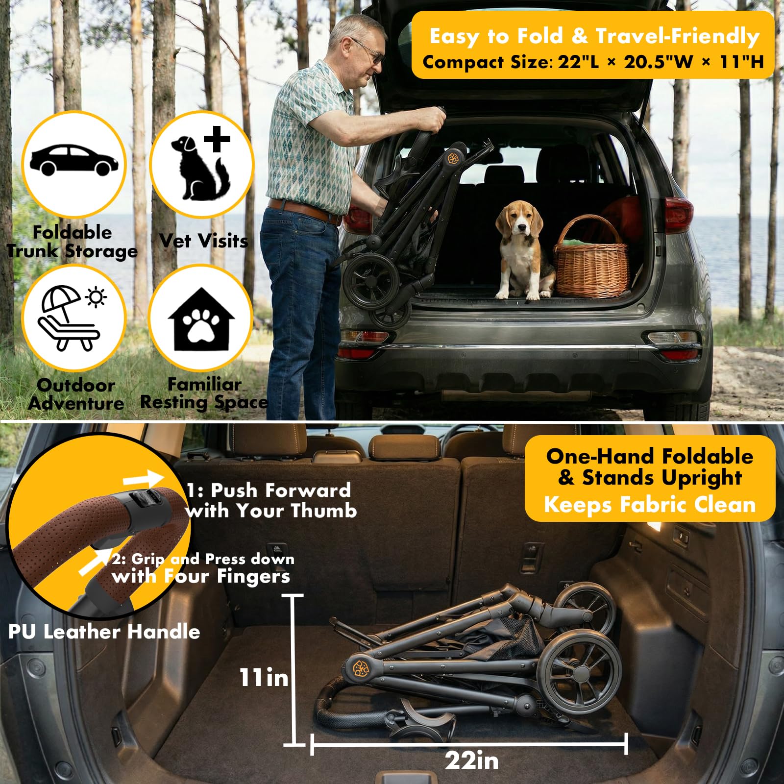 PAWZIDEA lightweight aluminum frame for portable travel.