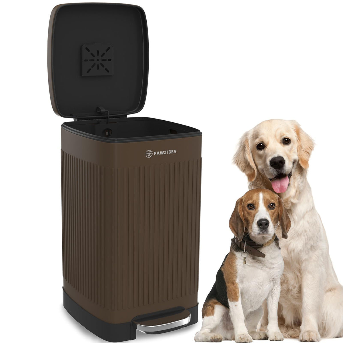 PAWZIDEA outdoor poop trash can with lid for odor control in the yard
