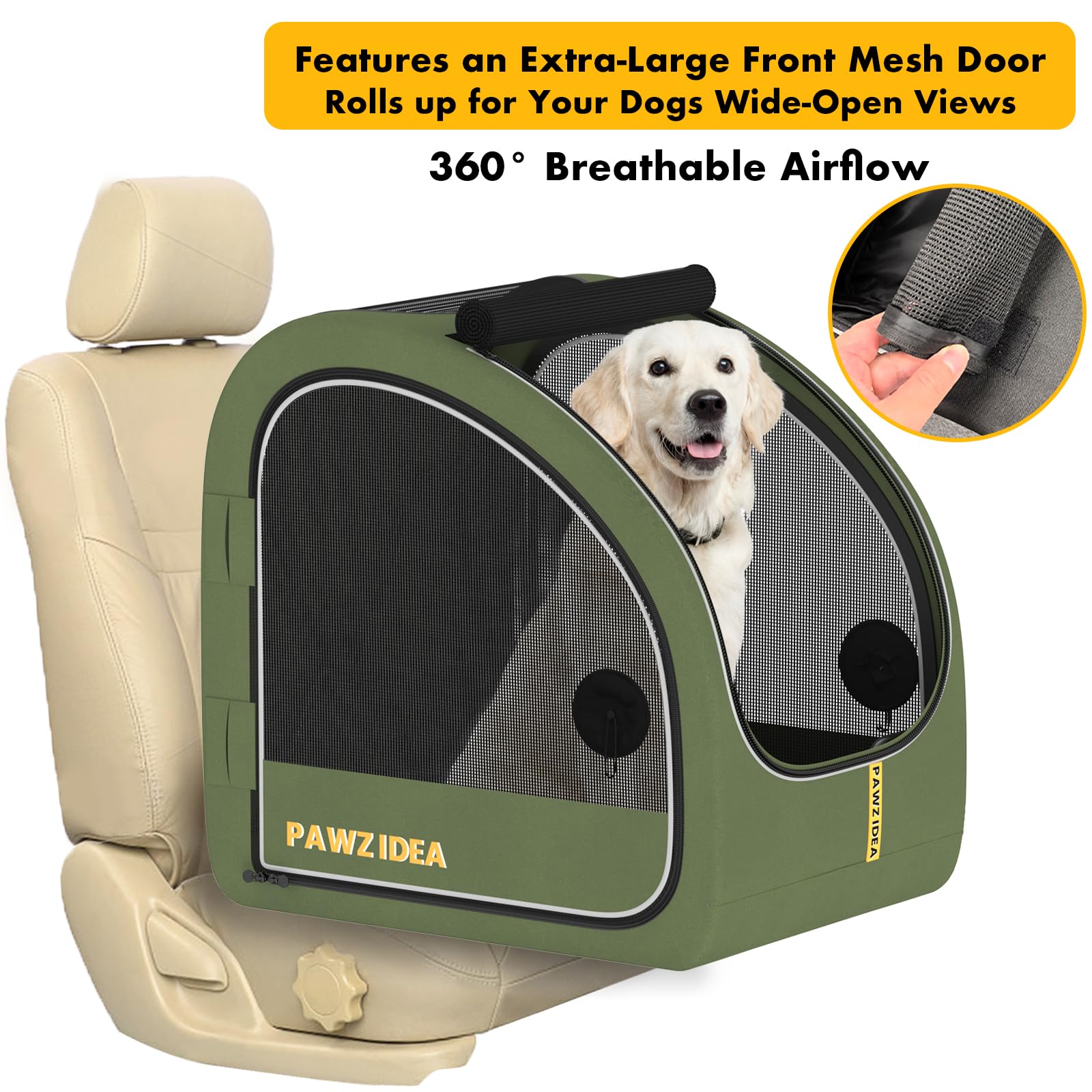 PAWZIDEA three-step setup with seatbelt and headrest straps