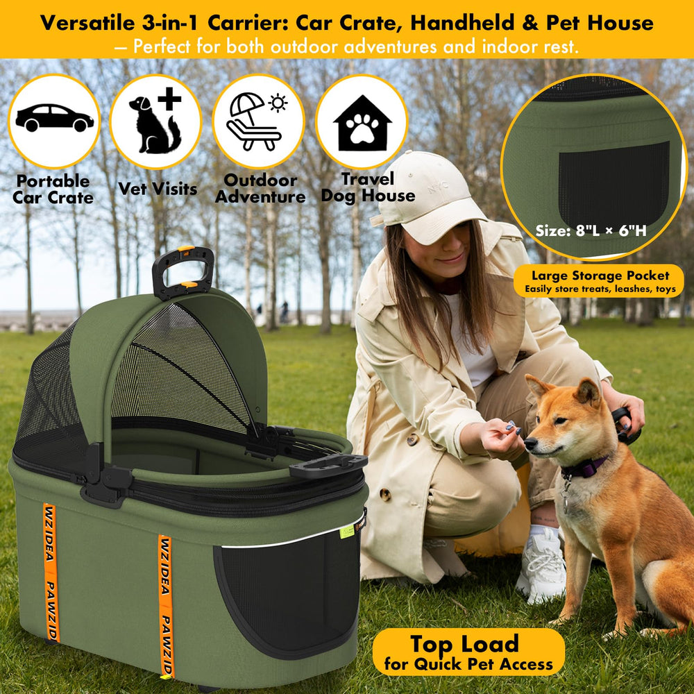 PAWZIDEA escape-proof design with dual-lock canopy latches.