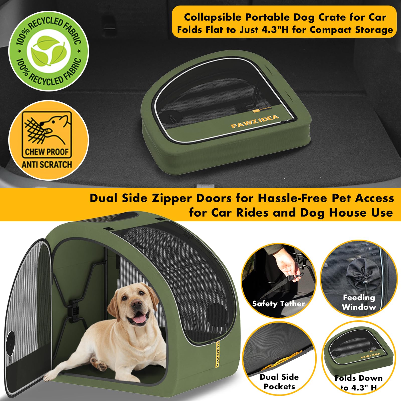 PAWZIDEA folds flat for trunk-friendly storage
