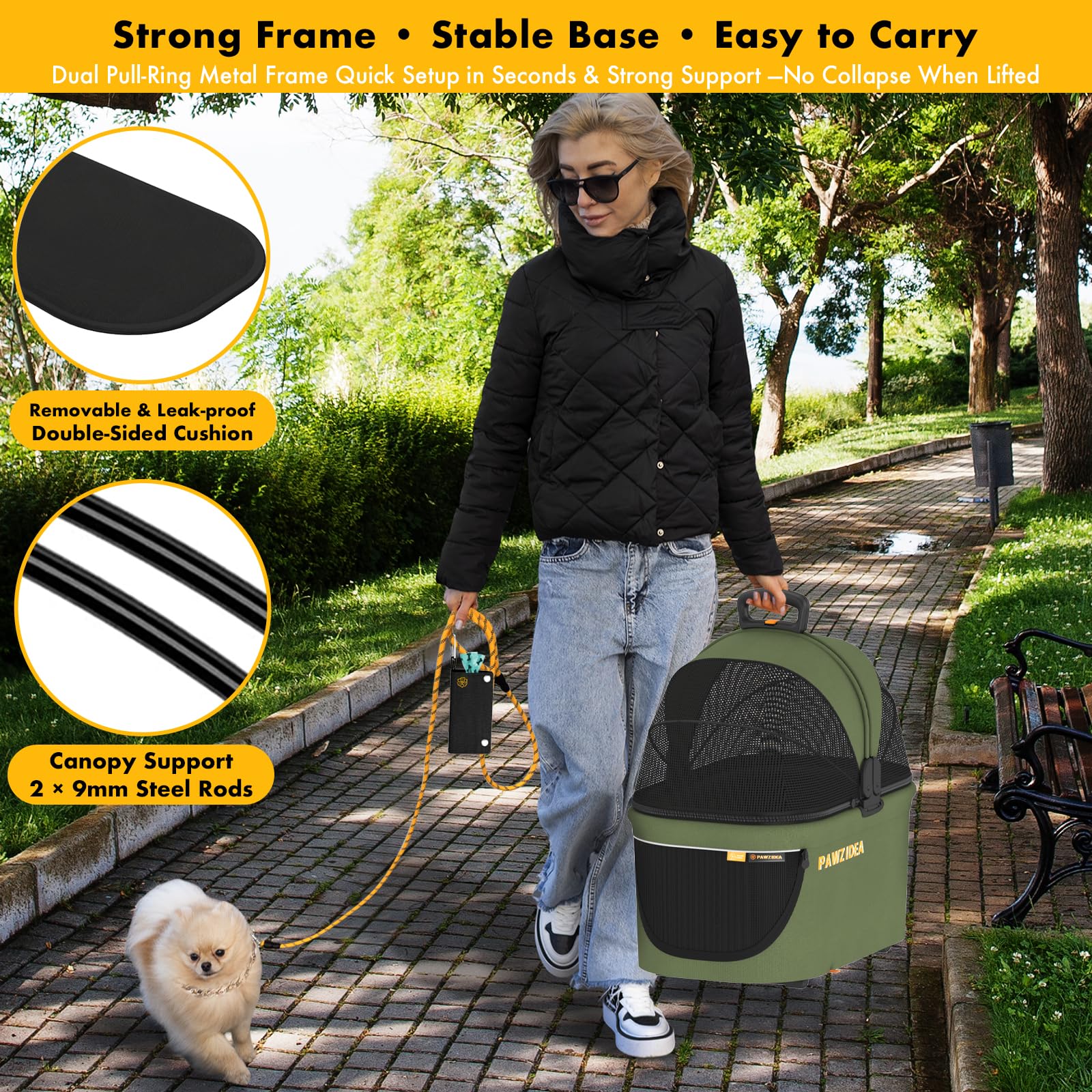 PAWZIDEA compact crate folded for easy storage in car.
