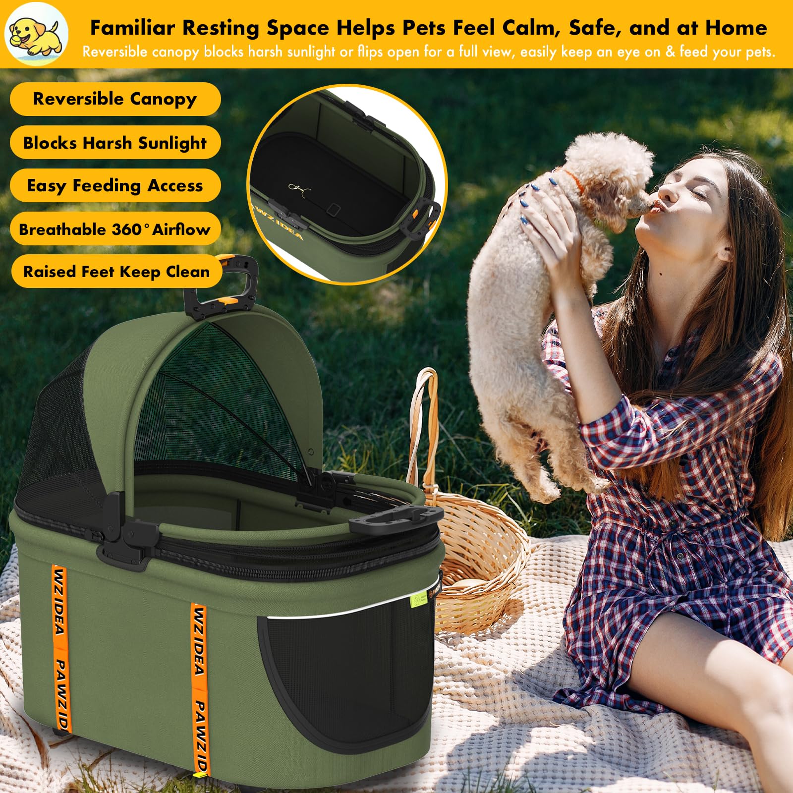 PAWZIDEA inside-view shows breathable mesh and spacious interior.