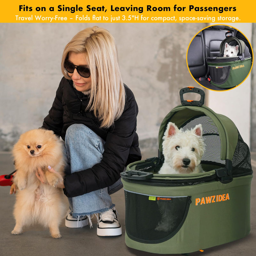 PAWZIDEA side pocket stores essentials during trips.
