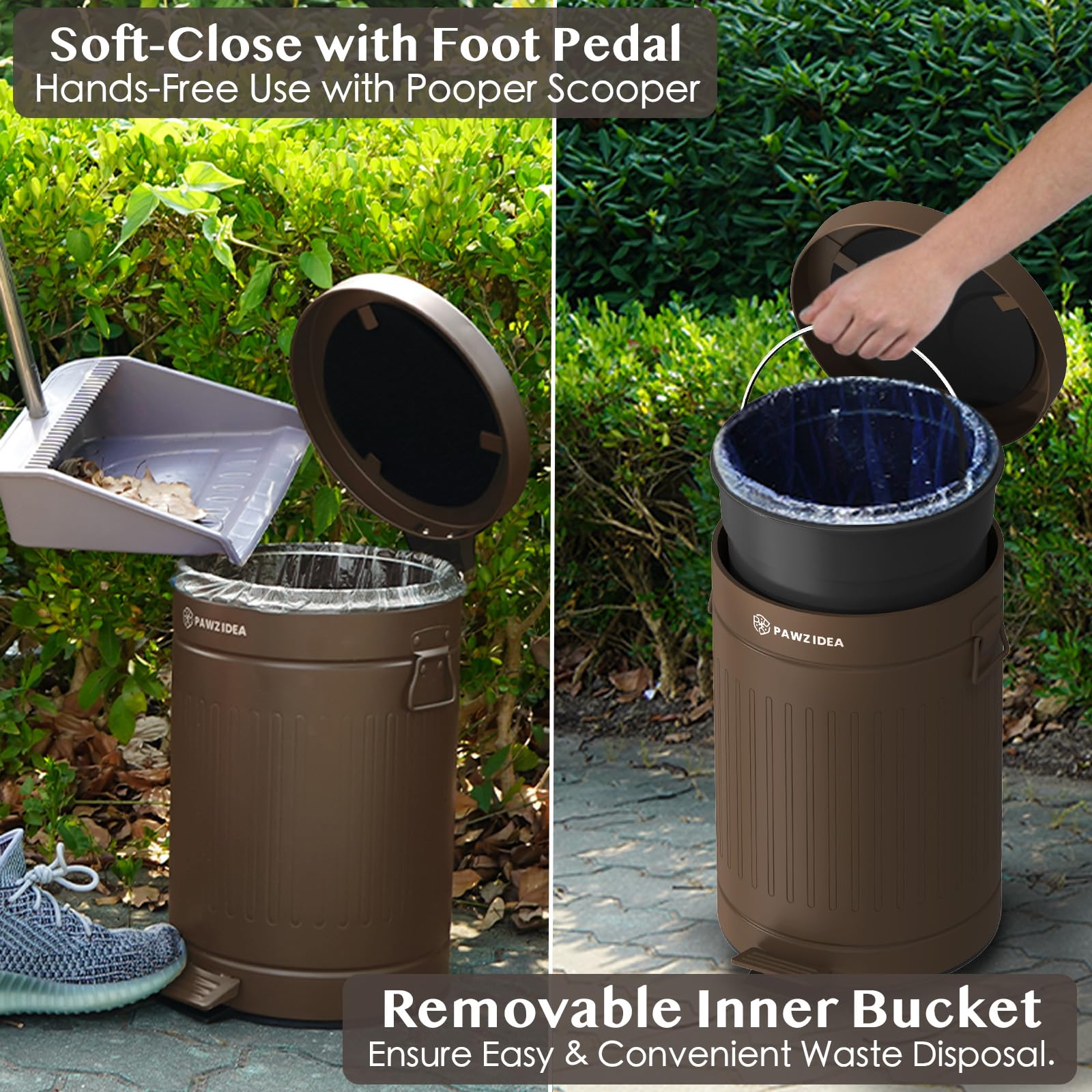 PAWZIDEA removable inner bucket simplifies bag changes