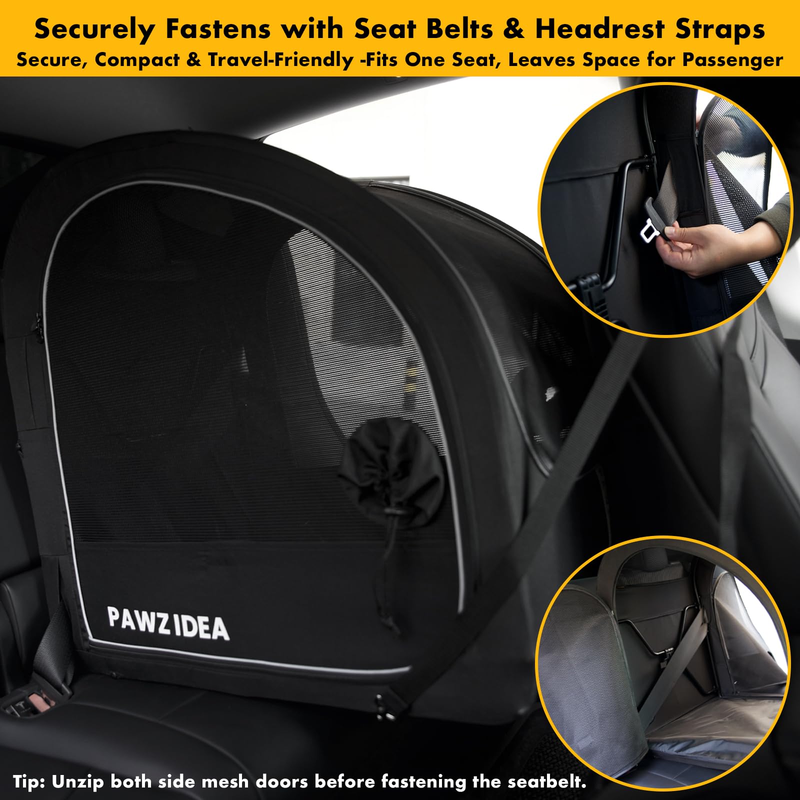 PAWZIDEA secure travel crate with lightweight metal frame stability