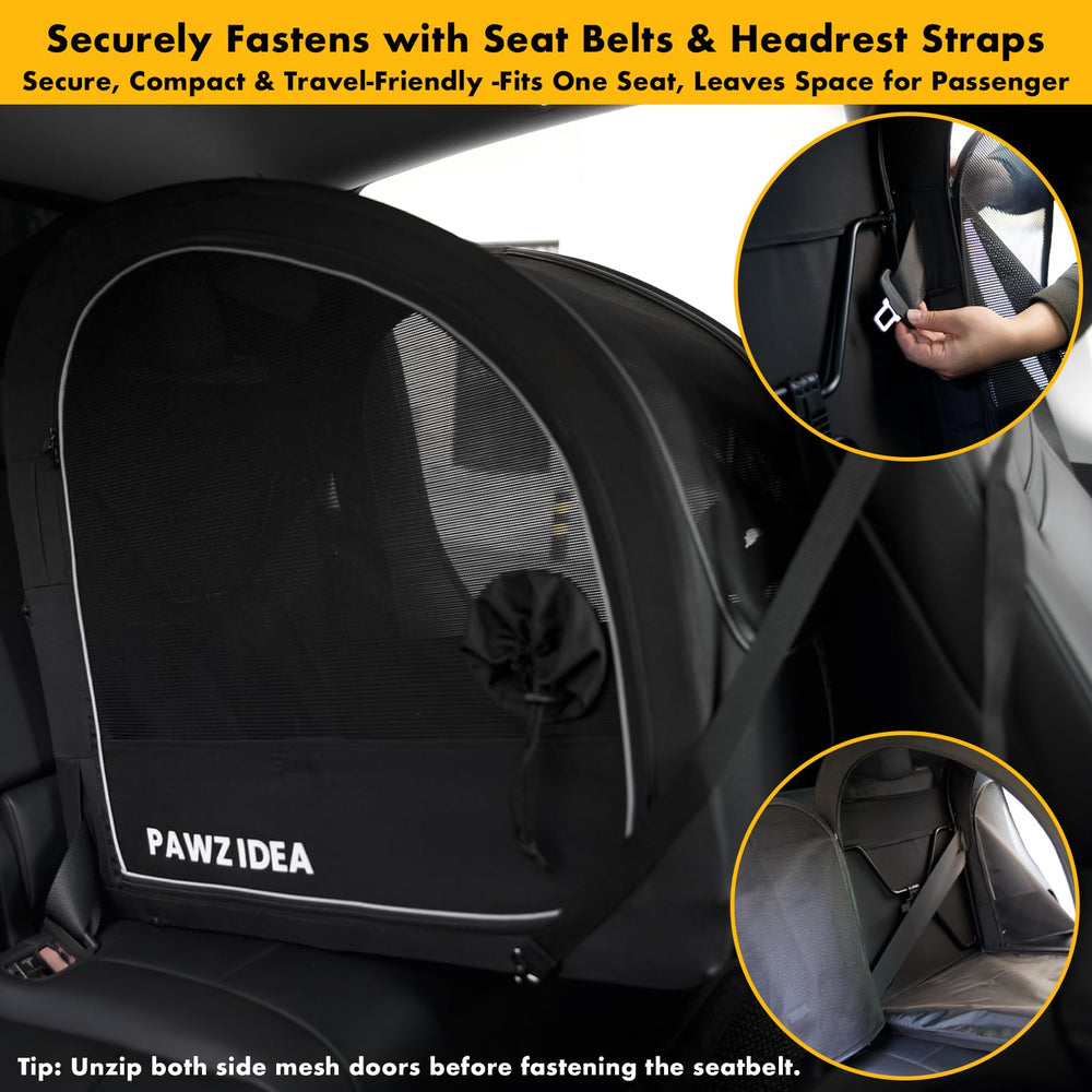 PAWZIDEA secure travel crate with lightweight metal frame stability
