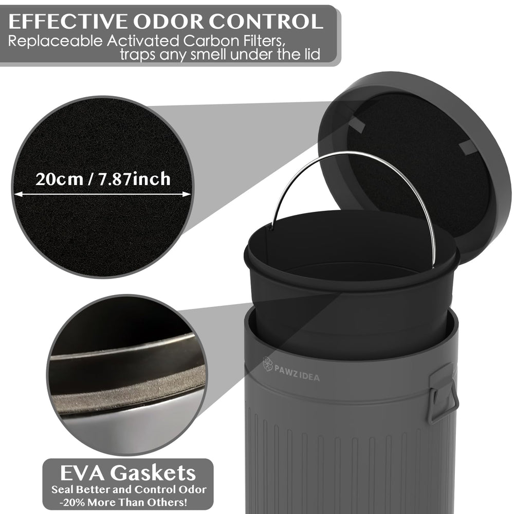 PAWZIDEA step-on poop bin for hands-free waste disposal in the backyard.