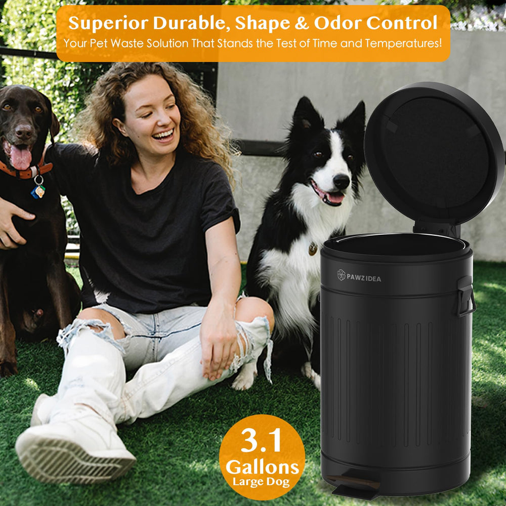 PAWZIDEA outdoor can fits standard 4-gallon bags for easy replacement