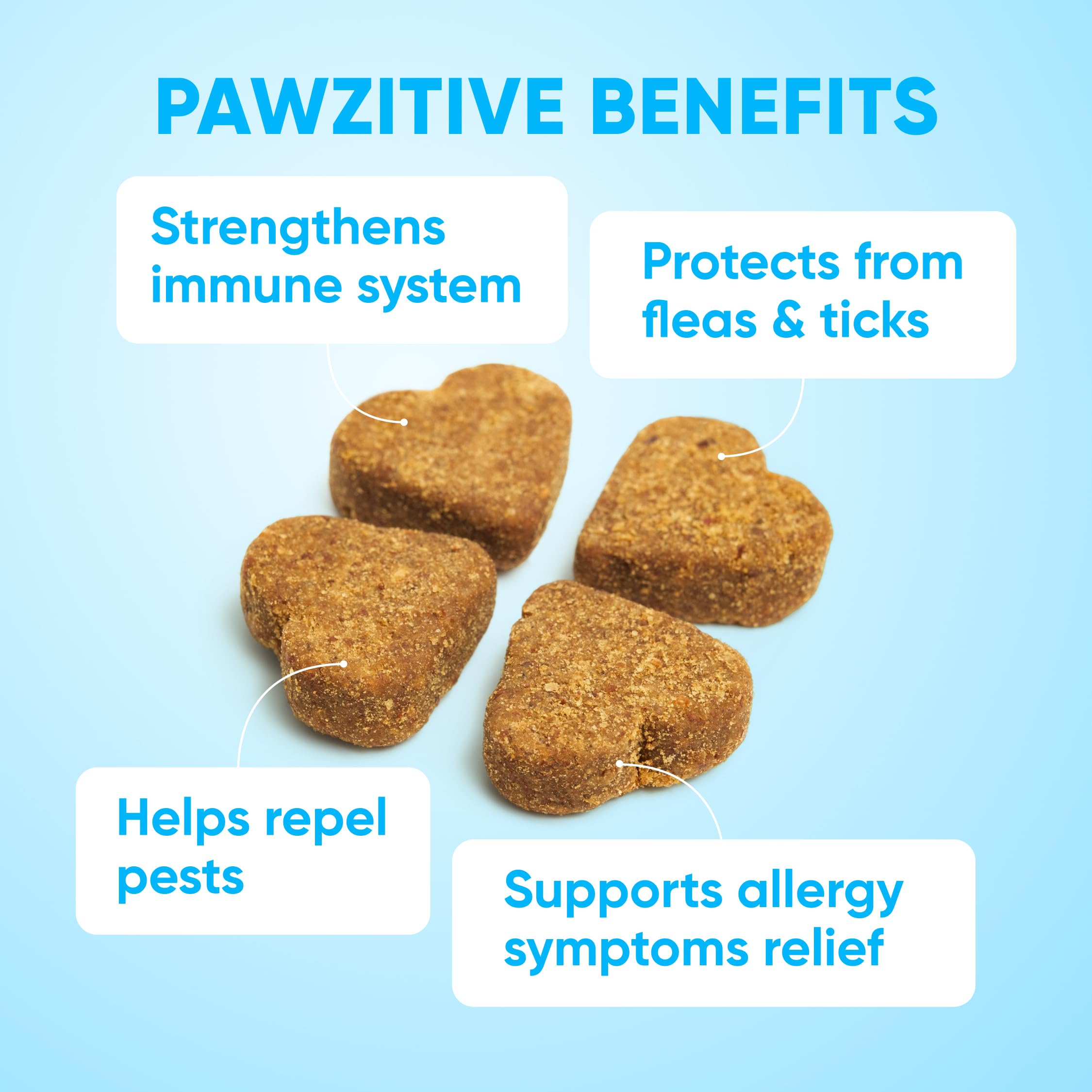 Pawzitive Pets coconut oil and flaxseed blend highlights healthy skin and coat benefits.