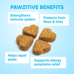 Pawzitive Pets coconut oil and flaxseed blend highlights healthy skin and coat benefits.