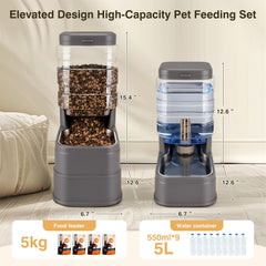 Pawzone gravity-fed feeder, side view highlighting hands-free feeding