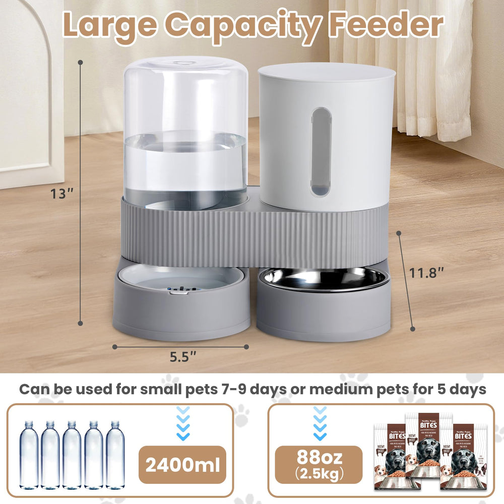 Pawzone automatic feeder grey top view highlighting compact design