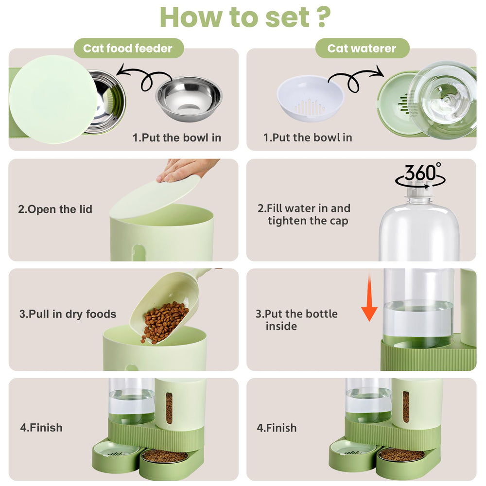 Pawzone water dispenser green demonstrates gravity-fed hydration for pets.