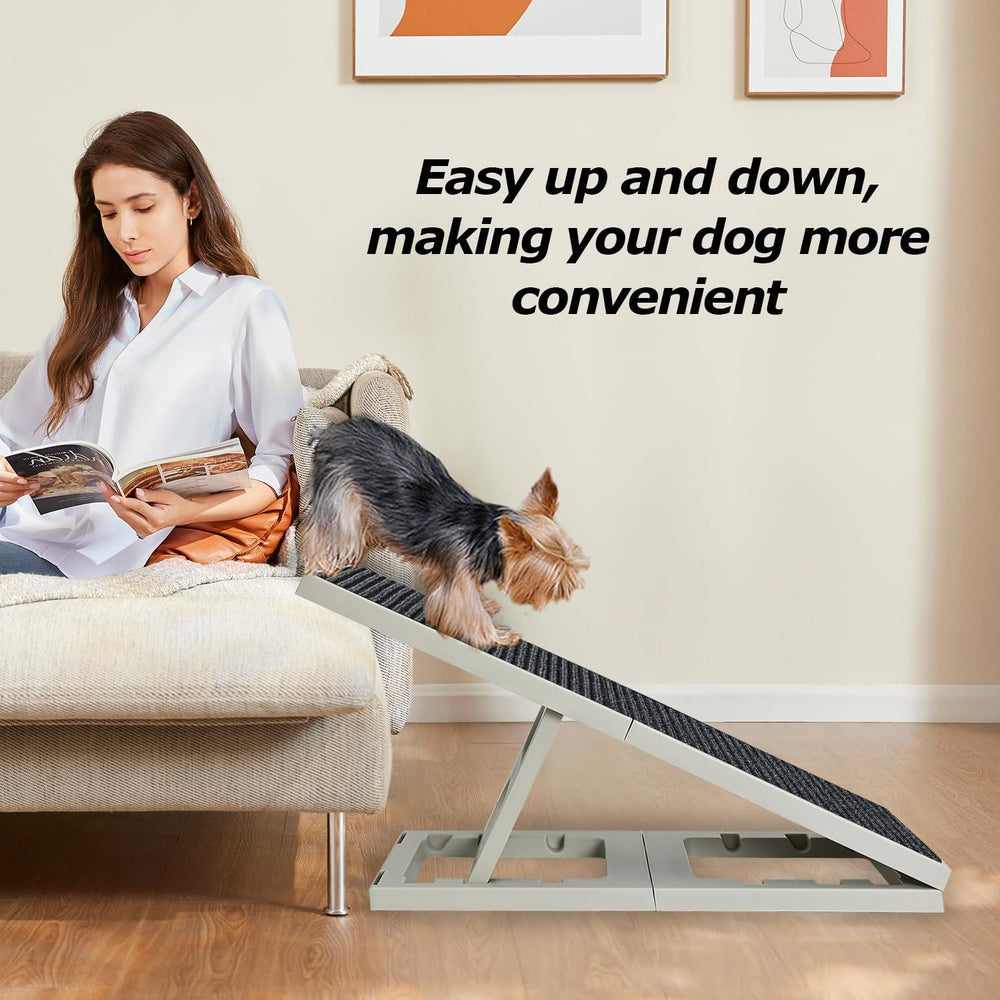 Pawzone dog ramp bed used on a couch or chair for easier access