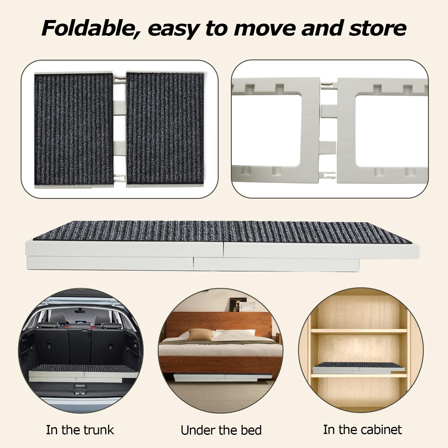 Pawzone dog ramp bed non-slip fabric provides secure footing
