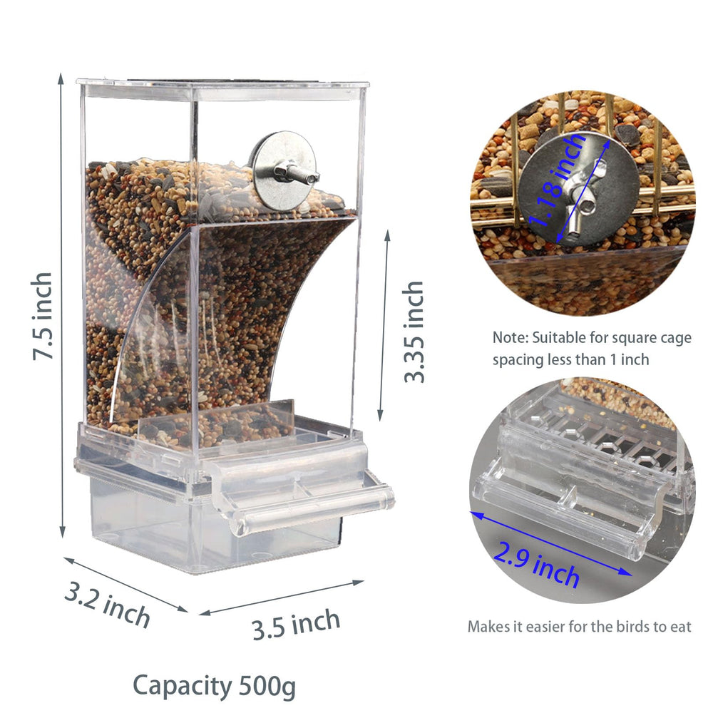 Paxlkuao feeder side view highlights easy refill and clean-out accessibility