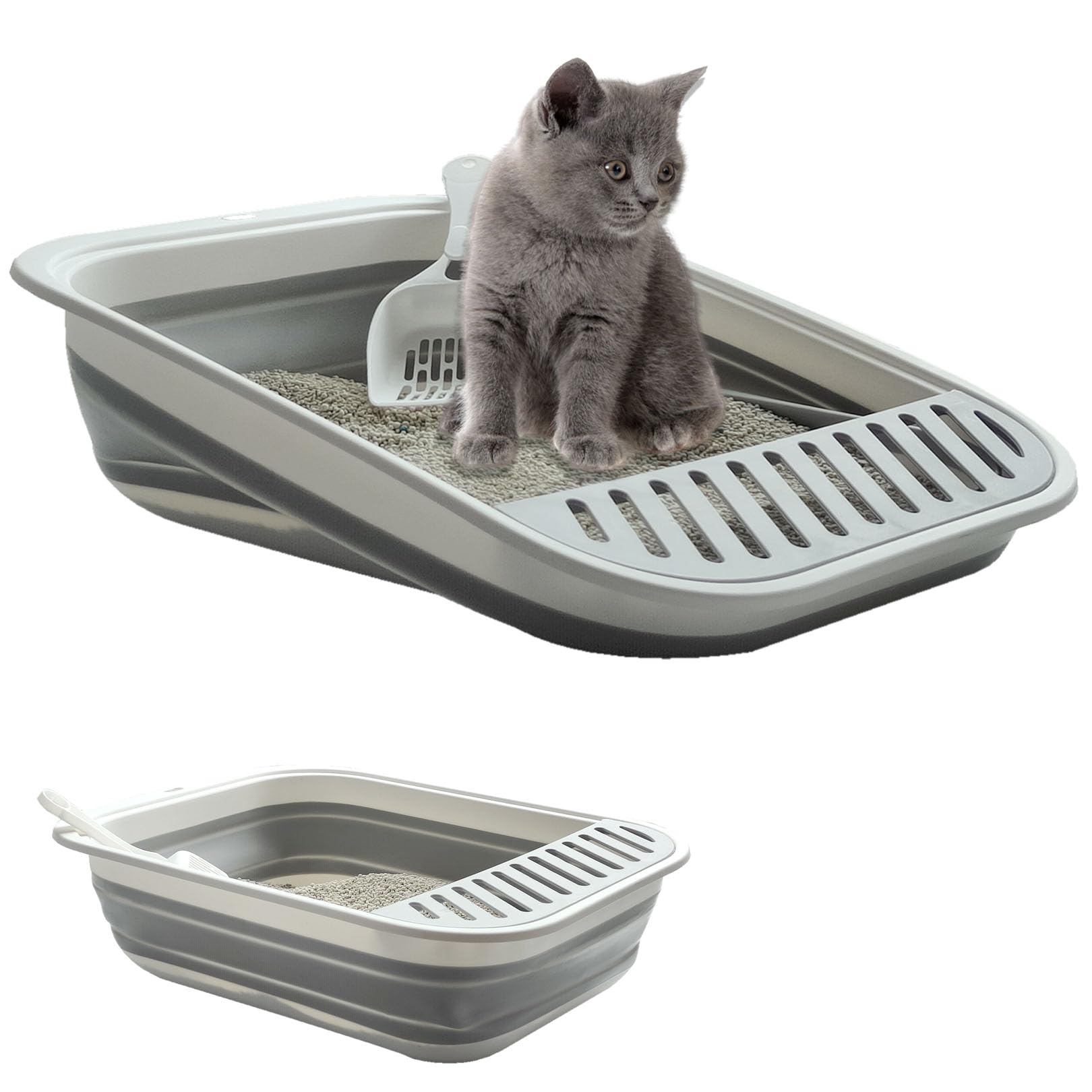 Paxlkuao low-entry litter box foldable for easy storage and kitten-friendly entry