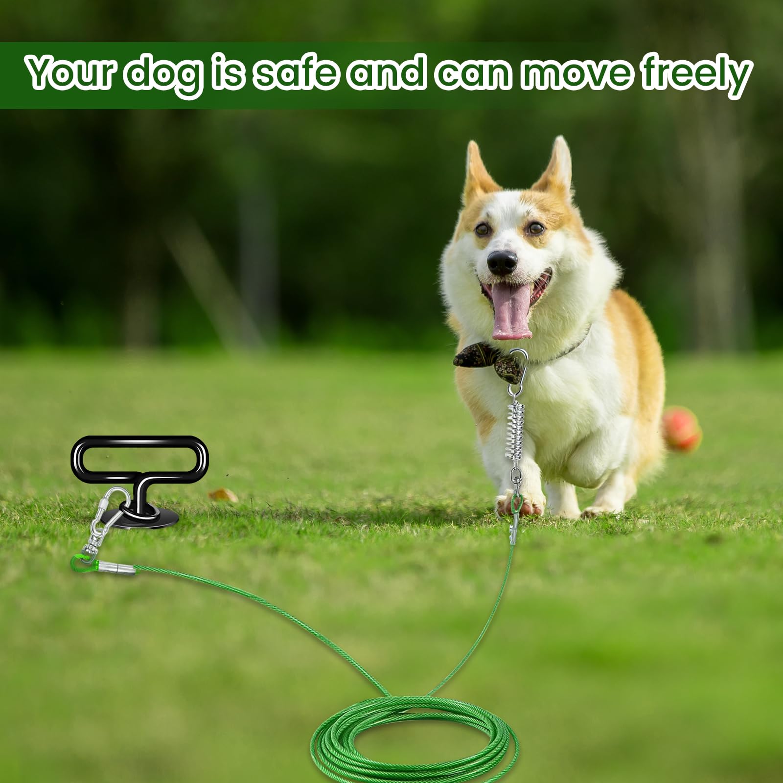 Payivsve dog stake supports up to 140 lbs for big dogs or multiple leashes