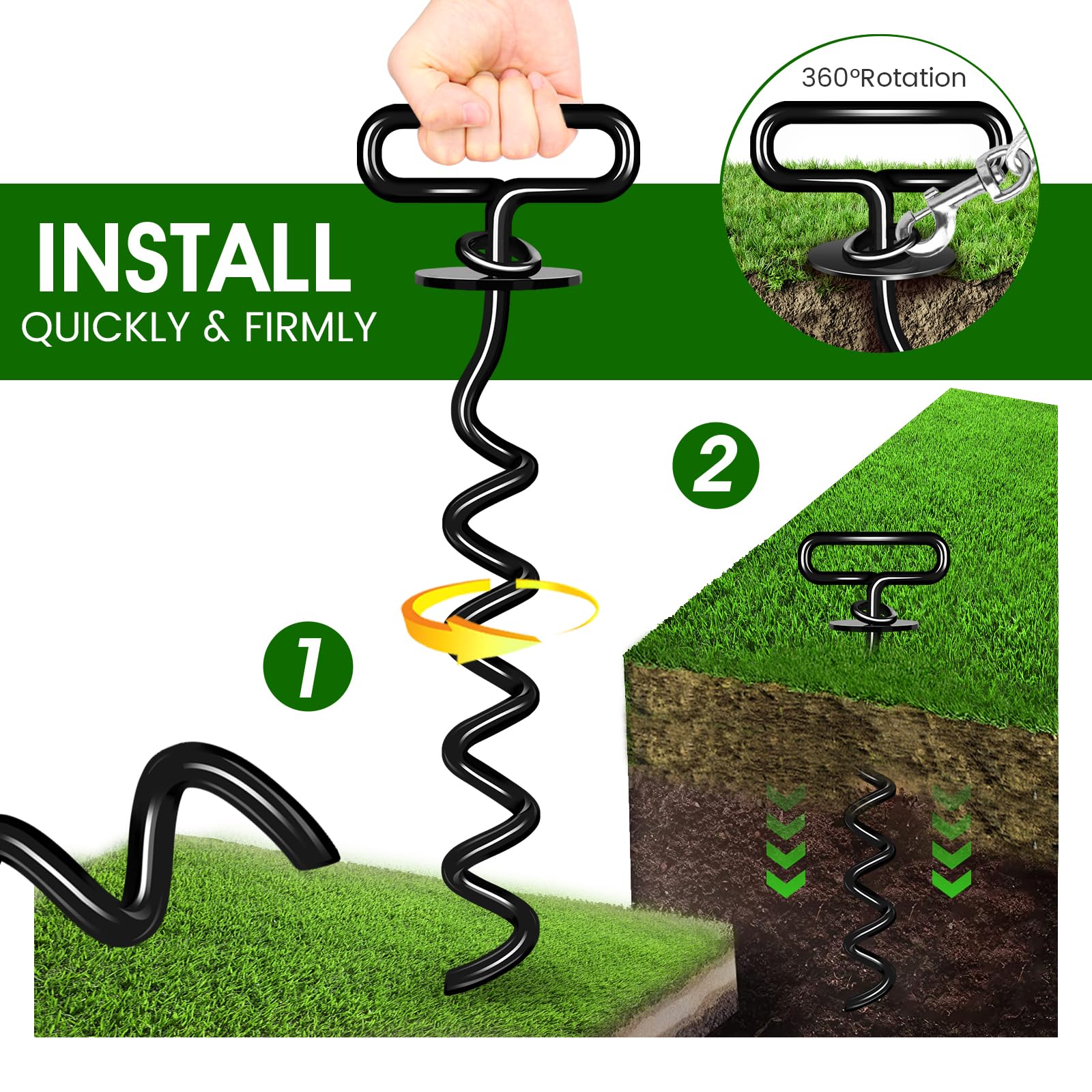 Payivsve dog stake built from rustproof iron for outdoor durability