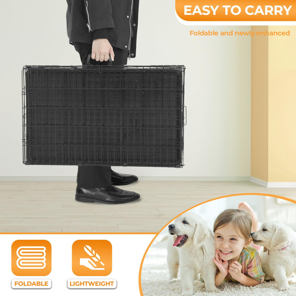 PayLessHere 24-Inch Small Dog Crate divider setup for two pets