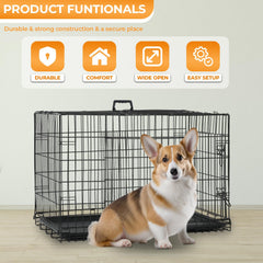PayLessHere 24-Inch Small Dog Crate double-door open demonstrates easy access