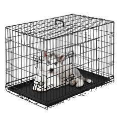 PayLessHere 24-Inch Small Dog Crate front view for secure containment during travel