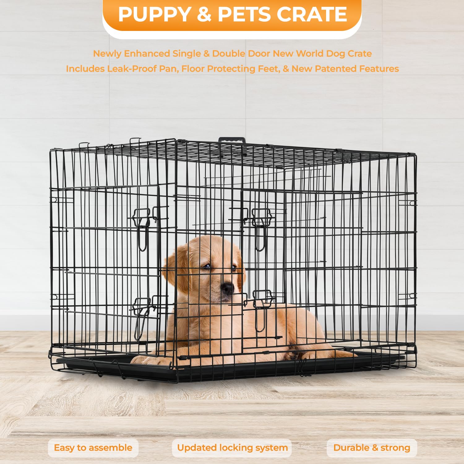 PayLessHere 24-Inch Small Dog Crate removable handle for easy carrying