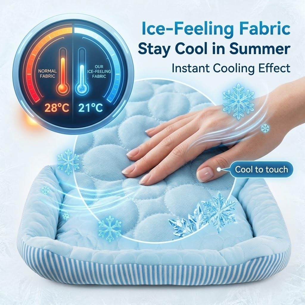 Pbed cooling dog bed non-slip bottom keeps large dogs steady indoors.