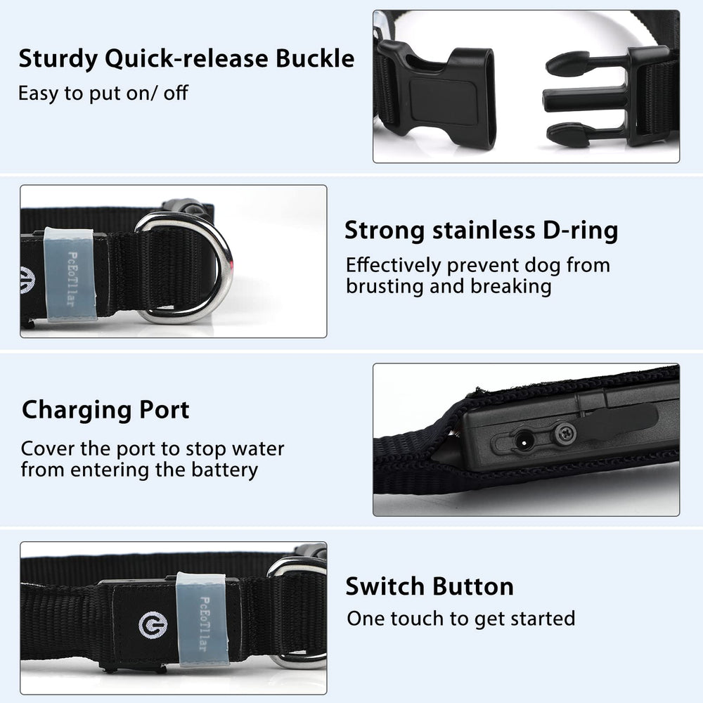 PcEoTllar rechargeable LED dog collar waterproof for outdoor adventures