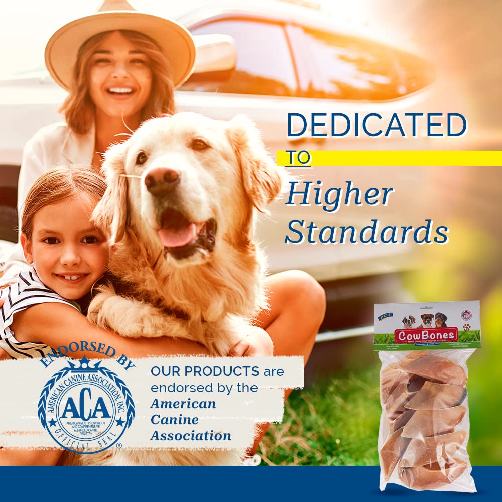 PCI USA-made beef hooves, hearty treat for adult dogs.