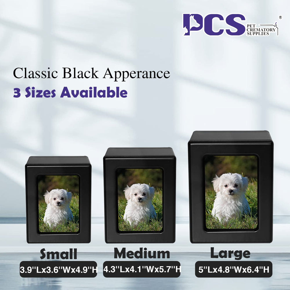 PCS PET CREMATORY SUPPLIES compact urn side view for pets up to 25 lbs.