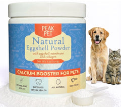 Peak Pet eggshell powder bottle for dogs and cats supports bone health