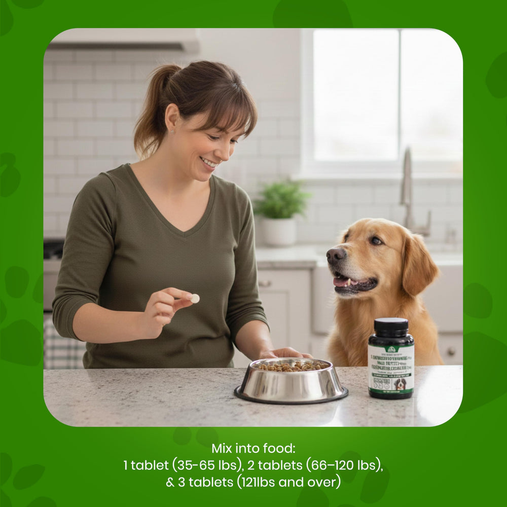 Vet-designed label on Peak Pets dog liver supplement
