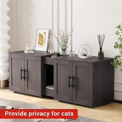 PeakPursuit 55-inch enclosure double rooms view highlights space for two cats and easy separation