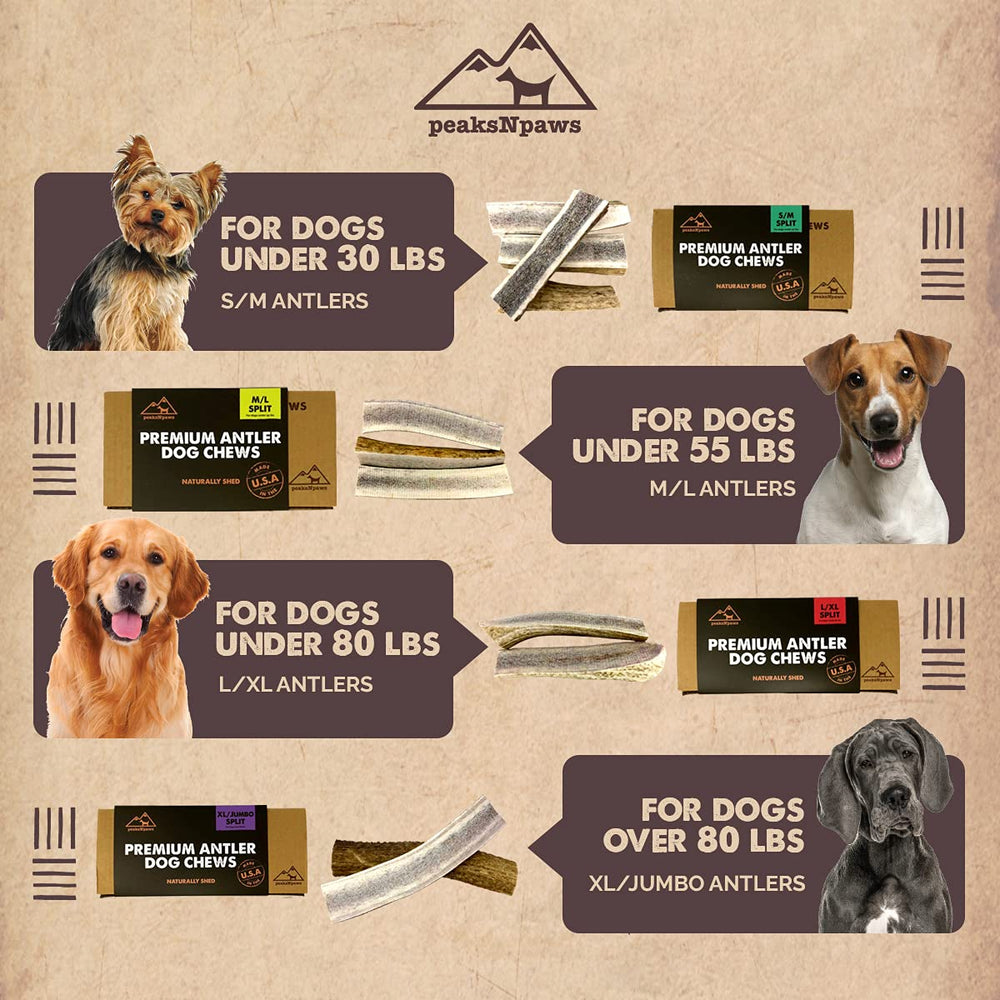 peaksNpaws elk antler split made in the USA for quality.