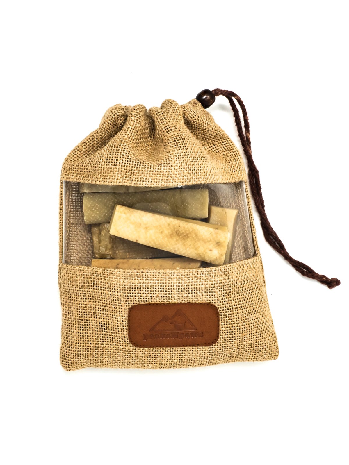 peaksnpaws Yak Cheese dog chews ingredients panel lists simple dairy with lime.
