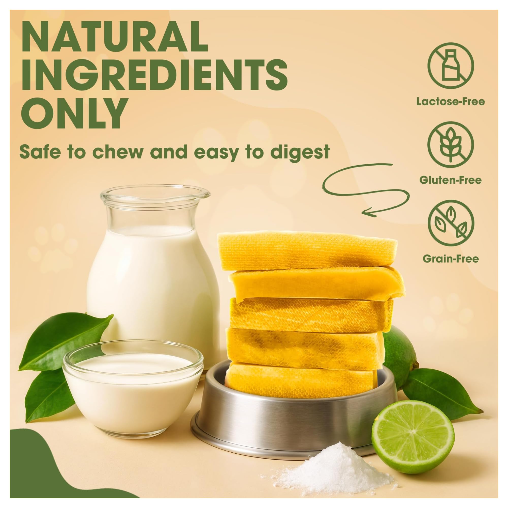 peaksnpaws Yak Cheese dog chews nutrition facts show high protein and calcium.